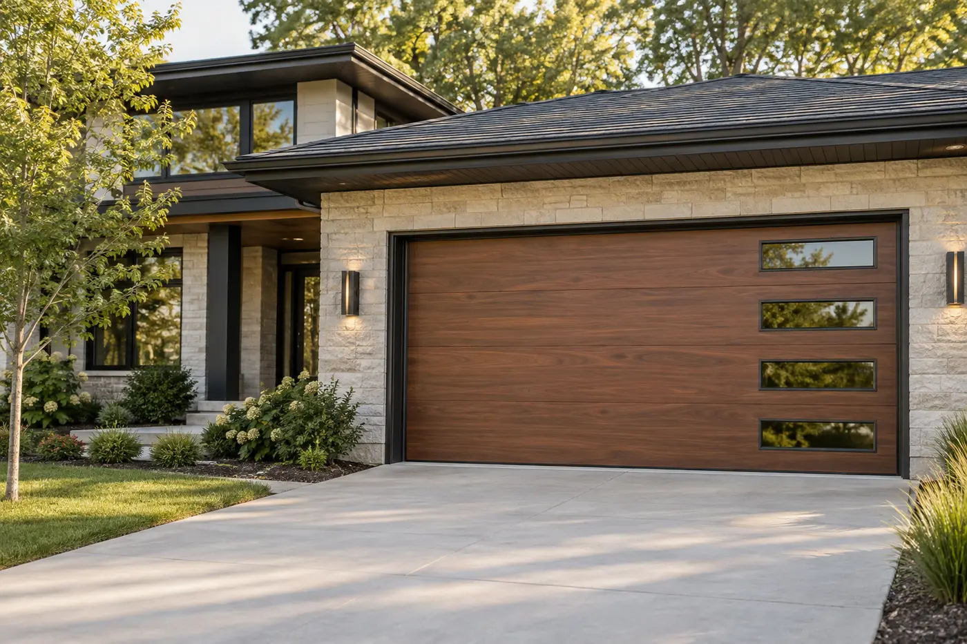 Modern residential garage door
